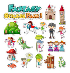 Canvas Print - Sticker set of Fairy tale characters