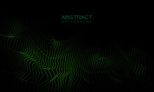 Abstract 3D Green Dots Wave Curve Motion Light On Black With Blank Space Design Modern Futuristic Technology Background Vector