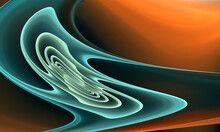 Weird Fictional 3d Abstraction Of Smooth Liquid Geometric Substance Distorted Into Amorphous Helix. Cosmic Psychedelic Fantasy In Turquoise Blue Orange Hues With Solar Source. Great For Design Ideas.