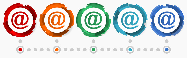 Poster - Email concept vector icon set, modern design abstract web buttons i n 5 color options, infographic template