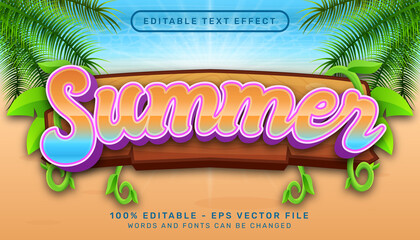 Poster - summer 3d editable text effect and sea landscape background