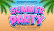 summer party pink color 3d editable text effect and sea landscape background