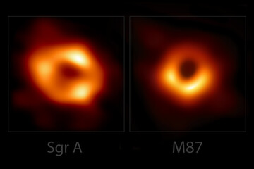 Wall Mural - first image of our black hole sgr a with black hole m87. sagittarius a with messier 87