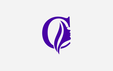 Purple beauty spa and hair logo and symbol design vector with the letter and alphabet C