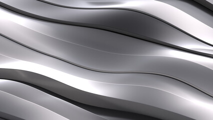 Poster - Minimalist premium abstract gray, and silver line wave pattern. Layered shine design geometry elements for presentation design. Suit for corporate, business, seminar, talks, institution. 3D render