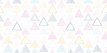 Fun And Colorful Seamless Pattern With Hand Drawn Triangles, Great For Wrapping, Textiles, Banners, Wallpapers - Vector Surface Design