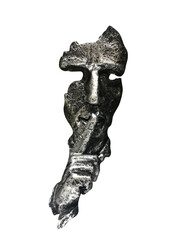 Poster - a metal mask with an index finger at the mouth. silence gesture. isolated on white background