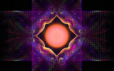 Leinwandbilder - digital illustration abstract image generated fractal background image portal pattern of various geometric shapes and lines of various colors for computer graphics or web design