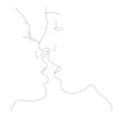 © Мария Лаптева - A kiss. Faces are a line. Continuous linear drawing is fashionable minimalist. Minimalist contour drawing.