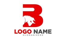 Red Letter B And Bull Head Vector Logo