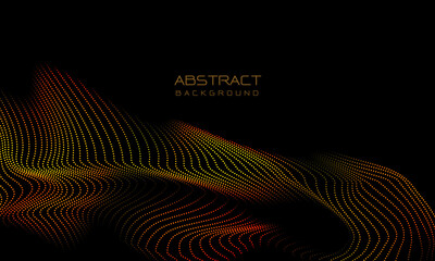 Poster - Abstract 3D hot red yellow dots wave curve motion light on black with blank space design modern futuristic technology background vector