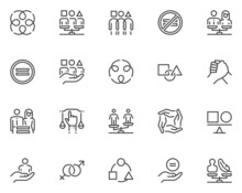Diversity And Equality Related Vector Line Icons Set. Equal Rights, Gender Equality, Tolerance. Editable Stroke. 48x48 Pixel Perfect.