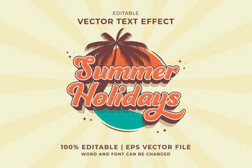 Poster - Editable text effect Summer Holidays 3d Cartoon template style premium vector