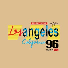 Wall Mural - los angles Premium Vector illustration of a text graphic. suitable screen printing and DTF for the design boy outfit of t-shirts print, shirts, hoodies baba suit, kids cottons, etc.