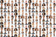 canvas print picture Collage of many diverse international people different ages and appearances, group of multiethnic employees, mix of portraits of smiling business people, crowded pc screen