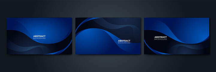Fototapete - Set of blue background with lines dots geometric style