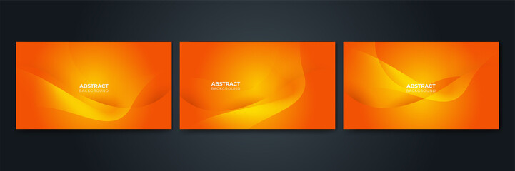 set of modern abstract dynamic shape orange design background