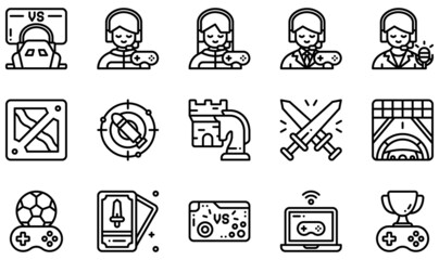 Sticker - Set of Vector Icons Related to Esports. Contains such Icons as Esports, Coaching, Fighting Game, Racing Game , Mobile Game, Online Gaming and more.