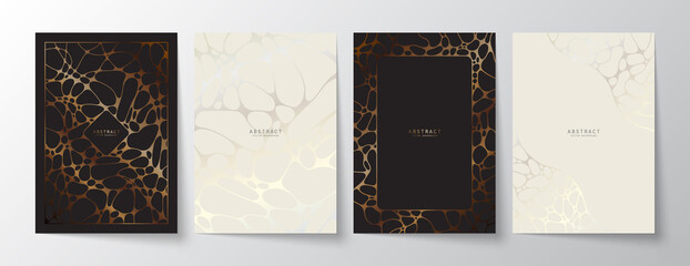 Wall Mural - luxury minimalistic geometric a4 templates set. black and white premium abstract backgrounds design 