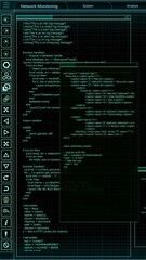 Fototapete - Vertical Screen: Software Backend Mock-up with Software Loading Screen Animation. Dark Project Monitoring Interface with Multiple Windows. Template for Computer Displays and Laptop Screens.