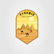 sahara desert or pyramid with camel logo vector illustration design