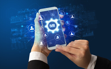 Poster - Hand using smartphone with technology concept