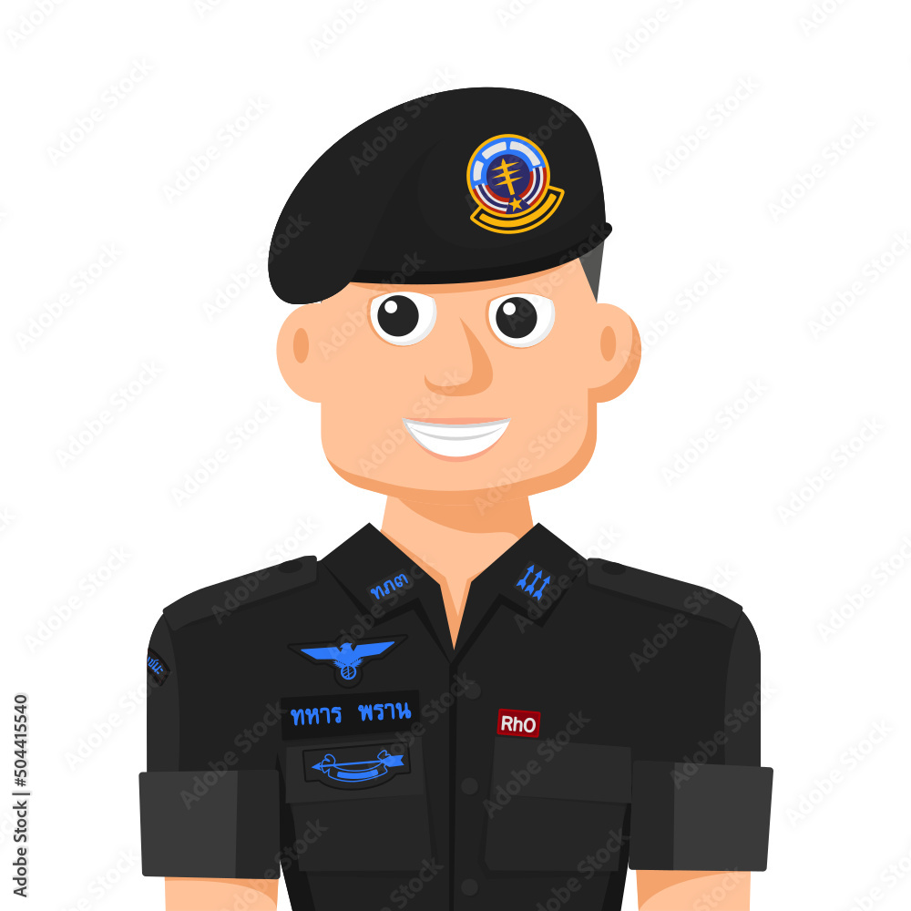 Thailand black army ranger in simple flat vector. personal profile icon ...
