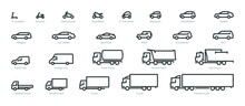 Big Set Car Icons, Different Transport Types 
