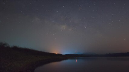 Wall Mural - milky way galaxy time lapse at lampang thailand, universe galaxy milky way time lapse, dark milky wa