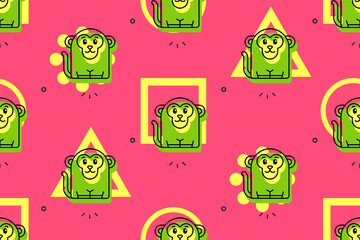Poster - Seamless pattern with Monkeys. Icon design. Template elements