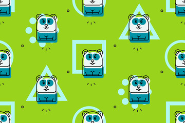 Poster - Seamless pattern with Pandas. Icon design. Template elements