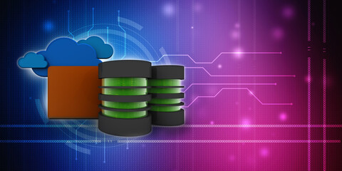 Poster - 3d rendering cloud  folder with database
 