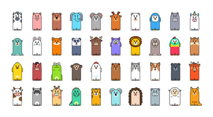 Poster - Animals Icon Set. Cartoon Animal Icon. Icon design. Template elements
