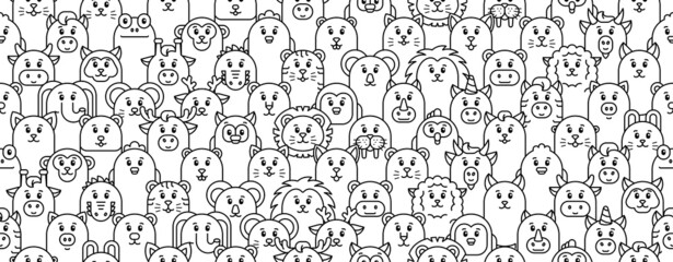 Poster - Seamless pattern with Animals icons. Animal icons set. Icon design. Template elements