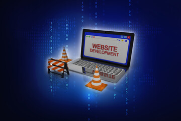 Poster - 3d illustration Website under construction concept