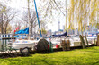 © Michael Connor Photo - Sail boats at morring in spring, with a city skyline in the background.  Shot in Toronto in early May.