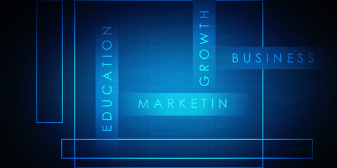 Poster - 2D Digital Abstract Business Networking background
