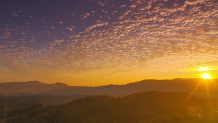 Wall Mural - hyper lapse video 4k motion, aerial view beautiful of morning scenery golden light sunrise at milita