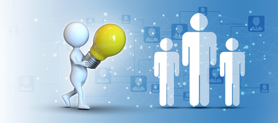 Poster - 3d rendering business leadership with bulb
