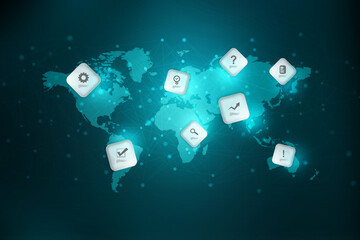 Poster - 2D Digital Abstract Business Networking background

