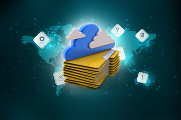 Poster - 3d rendering cloud  folder network

