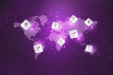 Poster - 2D Digital Abstract Business Networking background
