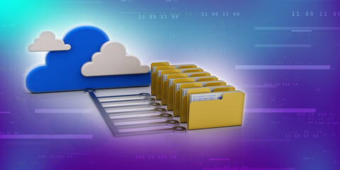 Poster - 3d rendering cloud  folder network
