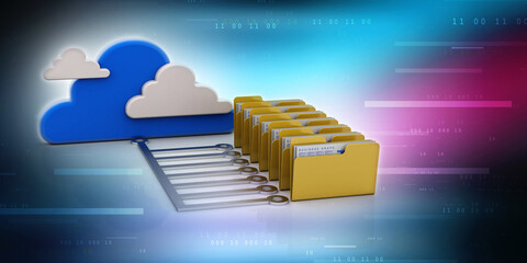 Poster - 3d rendering cloud  folder network
