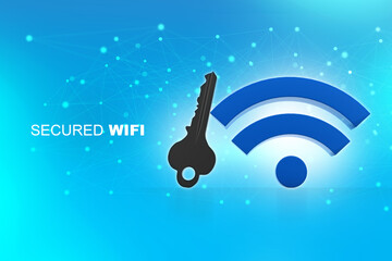 Poster - 3d illustration technology WiFi lock

