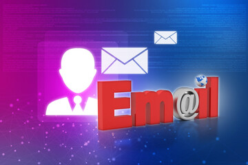 Poster - 3d rendering E mail sign concept
