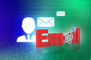 Poster - 3d rendering E mail sign concept
