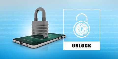 Poster - 2d rendering mobile phone protection lock

