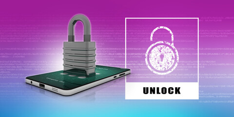 Poster - 2d rendering mobile phone protection lock
