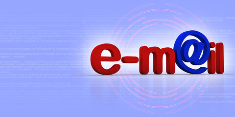 Poster - 3d rendering E mail sign concept
